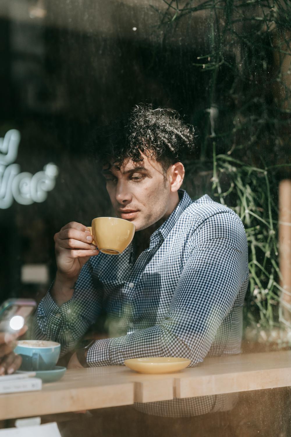Man drinking coffee