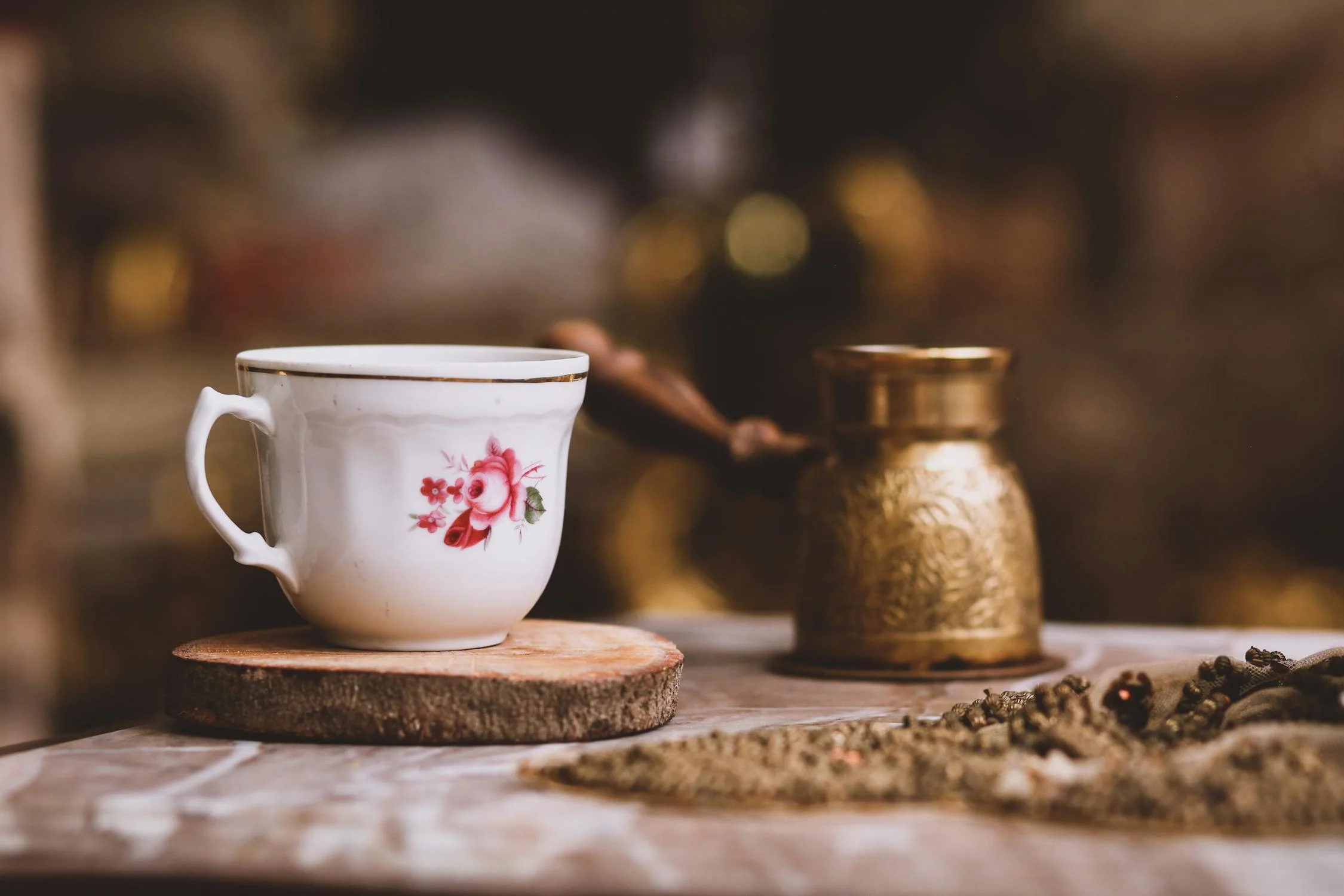 Tea cup with flower pattern